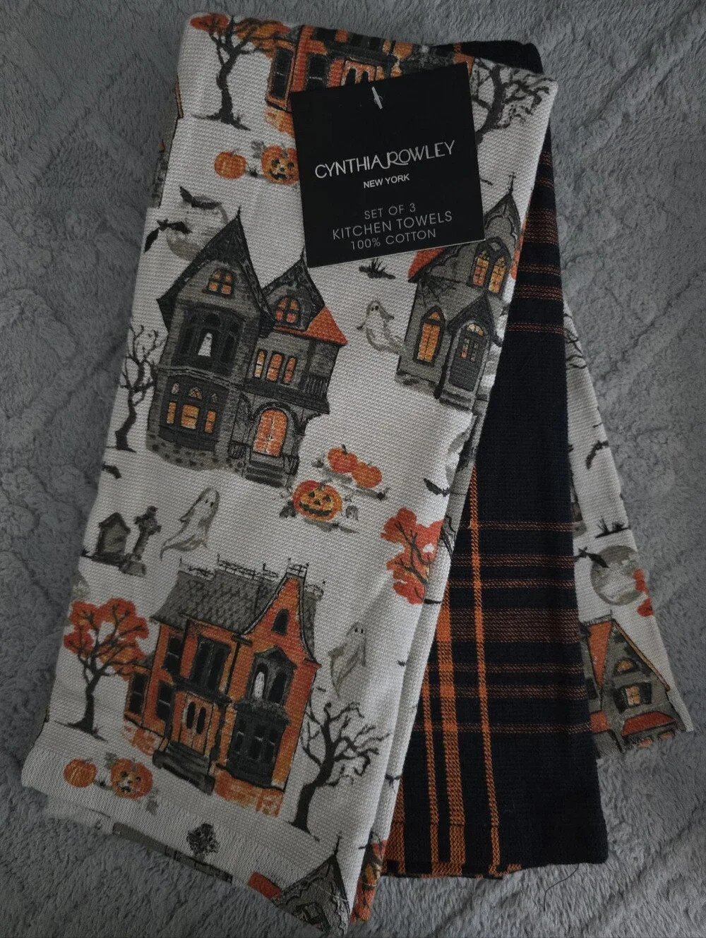 Cynthia Rowley Kitchen Towels - Hunted House Halloween 3 Pc